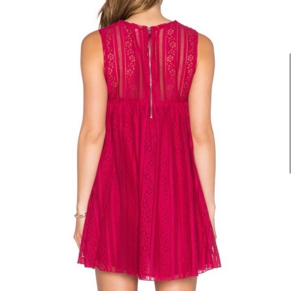 Free People Tu Es La Ruby Red Swing Mini Dress Medium - Picture 3 of 16